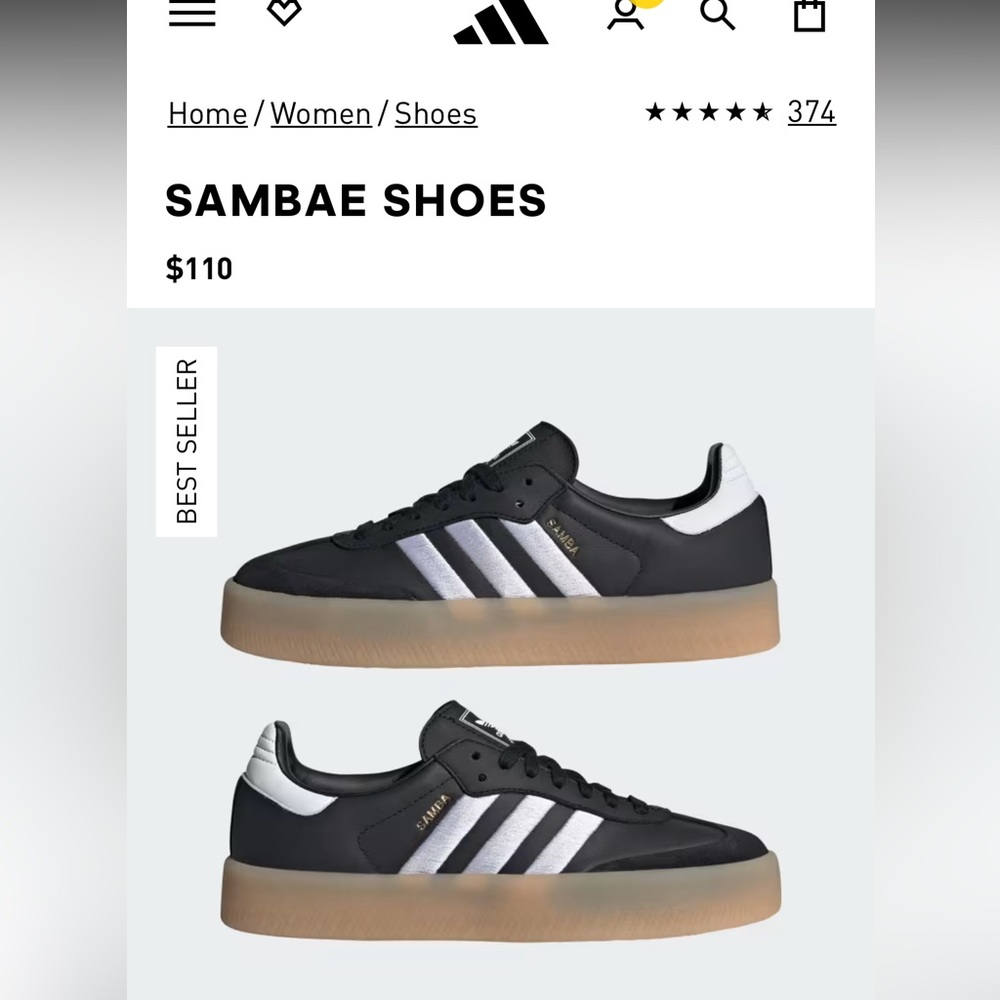 Adidas Womena Sambae Sneakers Black Size 9